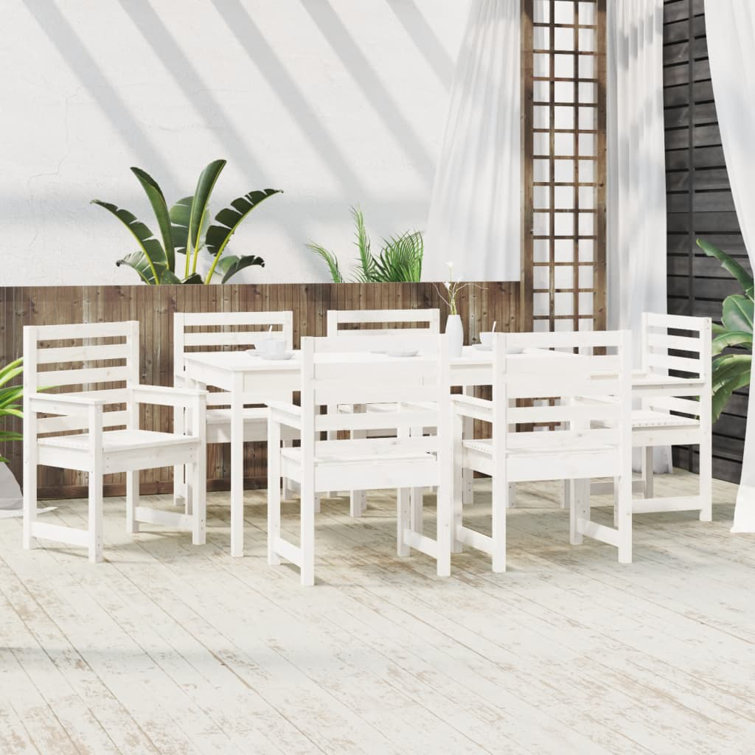 ClassicLiving 7 Piece Garden Dining Set White Solid Wood Pine Wayfair